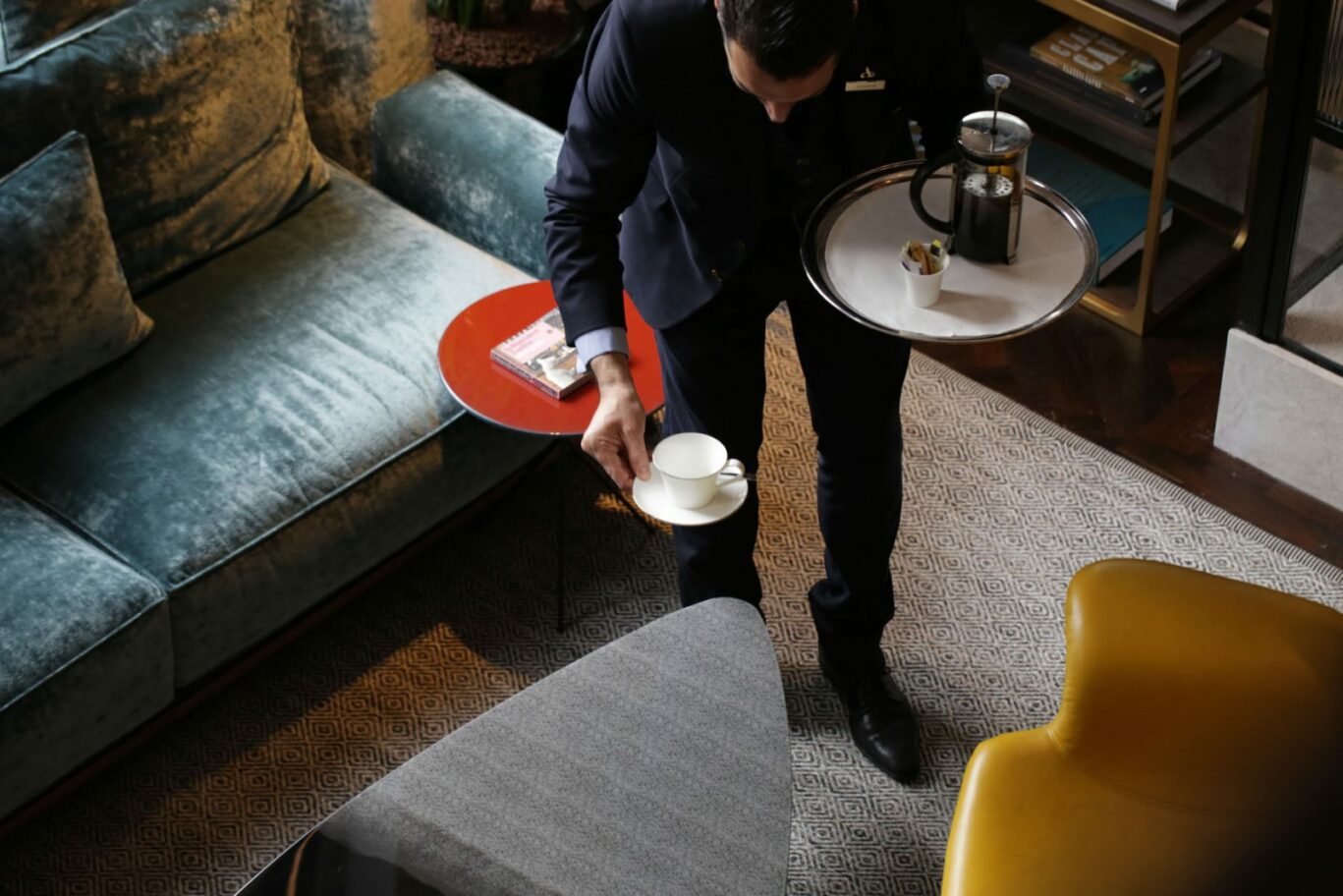 serving coffee